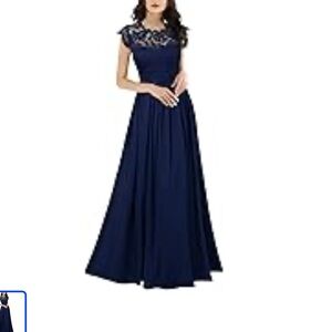 Elegant with Lace Navy Blue Evening Gown New- with tags Women’s size S- Miusol